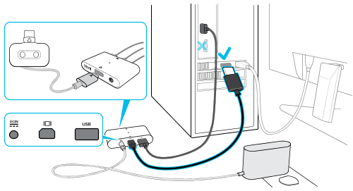 ヘッドセットをコンピュータに接続する