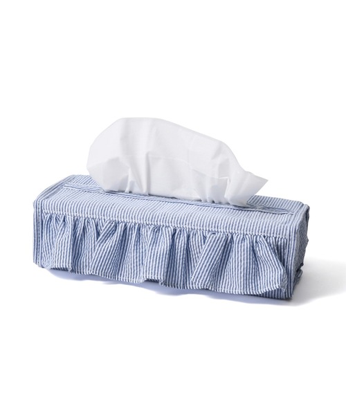 Francfranc（フランフラン） 収納 フリル ティッシュカバー ブルー