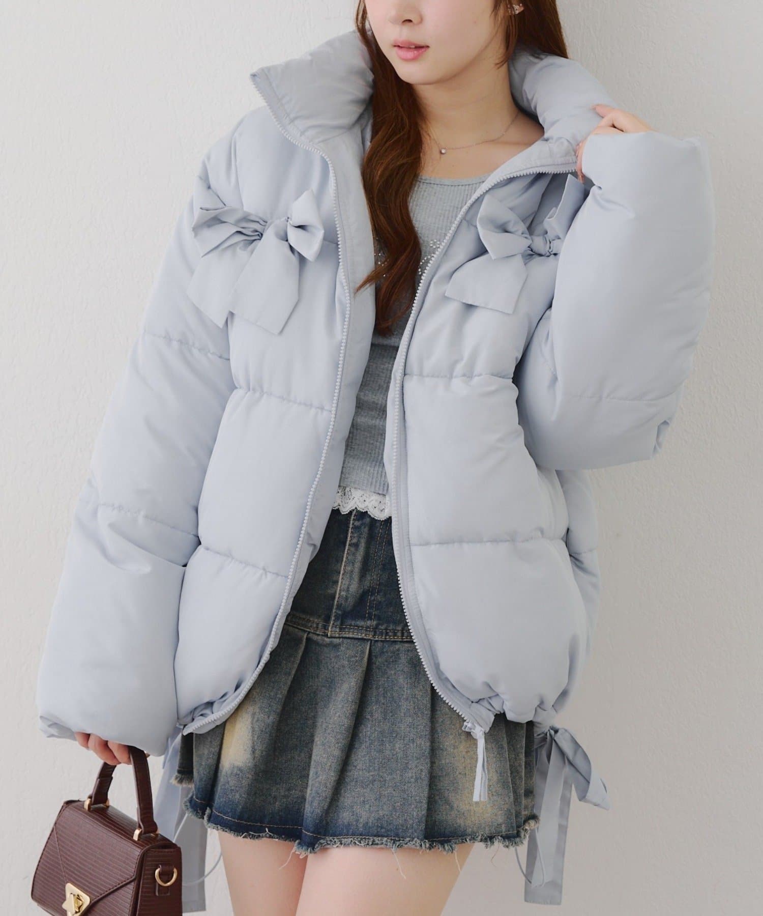 冬無双できる♡【RMAF】2WAYリボン中綿ミドル丈ブルゾン | NICE CLAUP