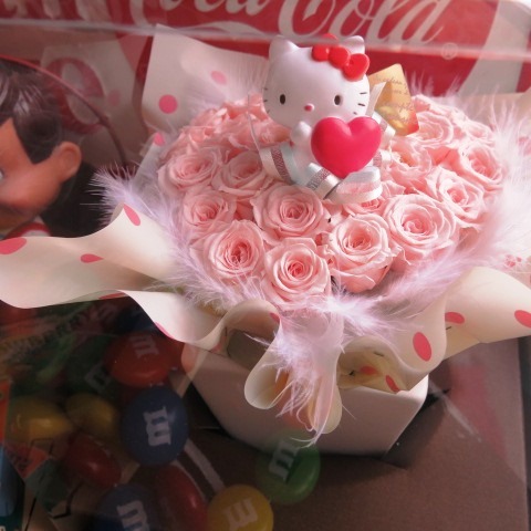 キティ 花 ハート フラワーギフト ハローキティ クリアーケース付き