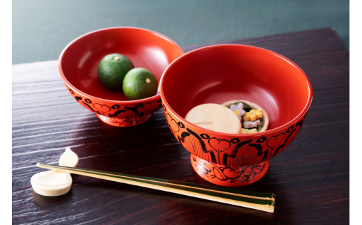 慶塚漆器工房〉吉野椀 刷毛目 洗朱 [高島屋選定品] / 石川県輪島市