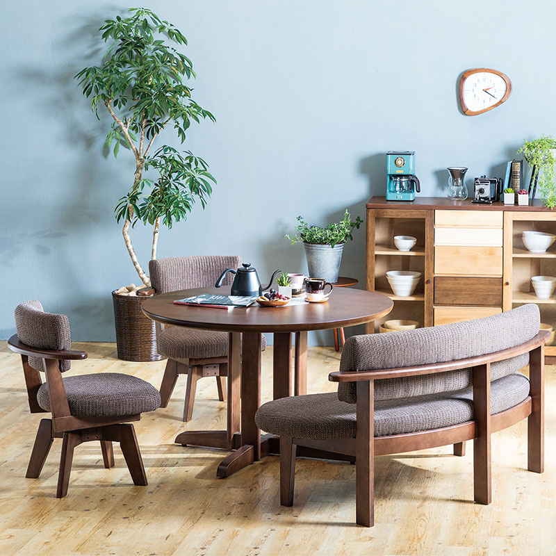 ダイニング4点セット DARTS2 テーブル110+ベンチ+回転チェア2脚【大型