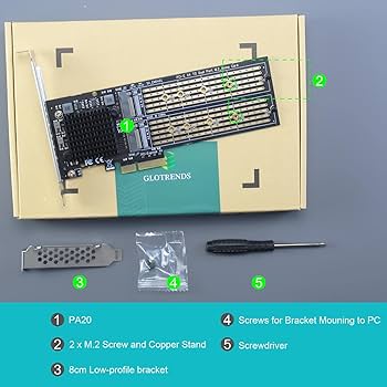 Amazon.co.jp: GLOTRENDS PA20 2枚のM.2 PCIe 変換アダプタ, PCIe 3.0