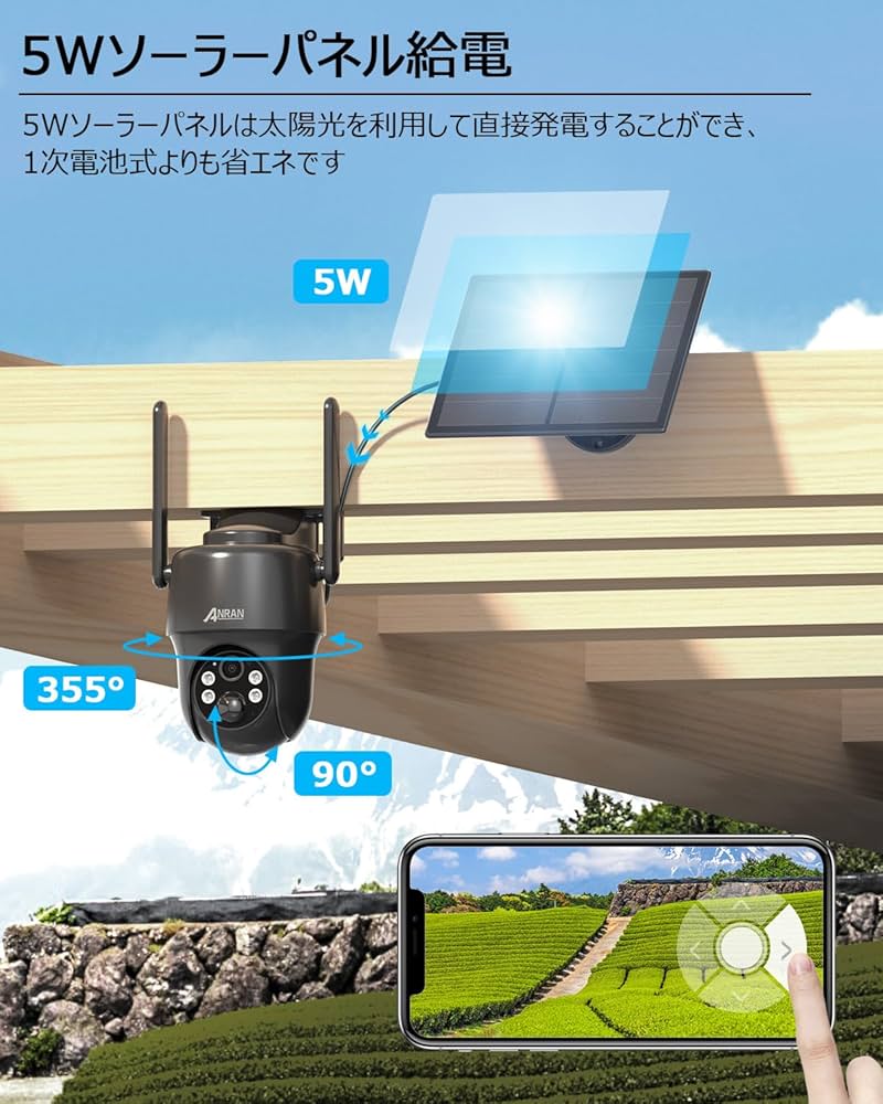 Amazon.co.jp: 【wifi不要・SIM/SDカード内蔵】ANRAN 防犯カメラ 屋外