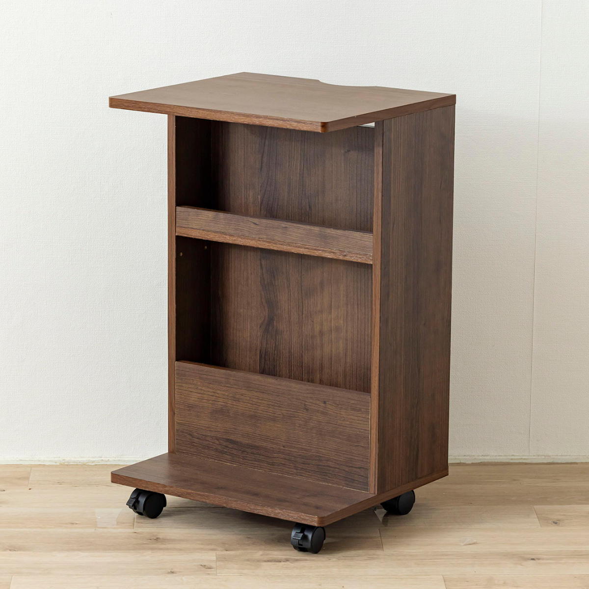 サイドテーブル キャスター付 幅40cm 両面収納付 （ ナイトテーブル