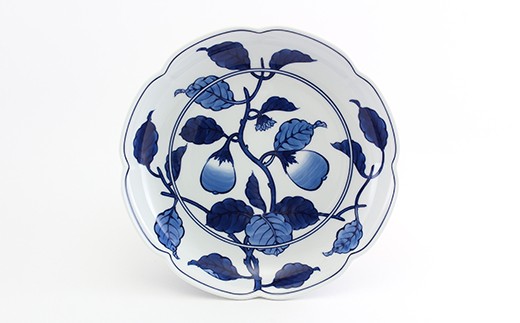 源右衛門窯 源右衛門窯 染付茄子絵 皿 器 食器 盛皿 飾り皿 茄子絵 染